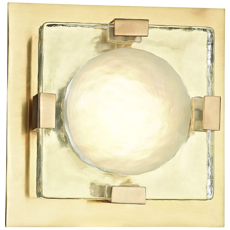 Image 1 Hudson Valley Bourne 8" High Aged Brass LED Wall Sconce