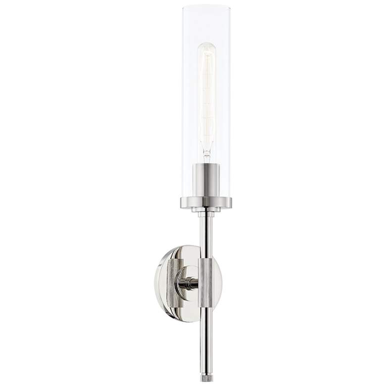 Image 1 Hudson Valley Bowery 22 1/2 inchH Polished Nickel Wall Sconce