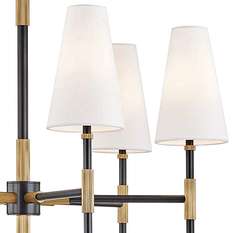 Image 3 Hudson Valley Bowery 28"W Aged Old Bronze 6-Light Chandelier more views