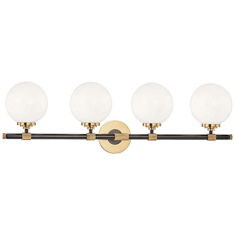 Image 1 Hudson Valley Bowery 32 3/4" Wide Aged Old Bronze 4-Light Bath Light