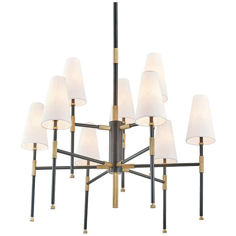 Image 1 Hudson Valley Bowery 34" Wide Aged Old Bronze 9 Light Chandelier