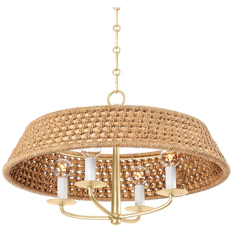 Image 1 Hudson Valley Bradley 22" Wide Vintage Gold Leaf 4 Light Chandelier