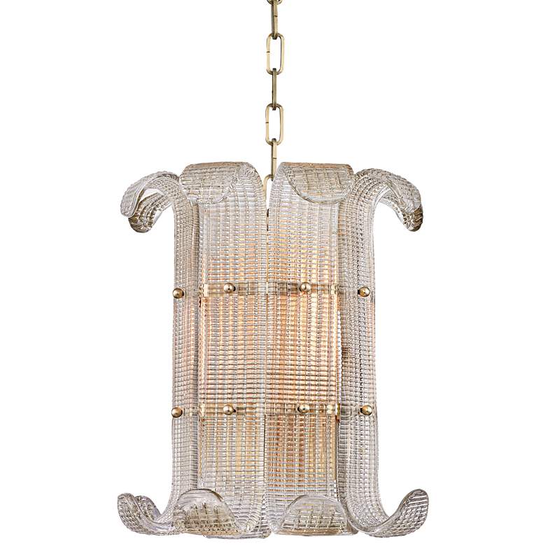 Image 2 Hudson Valley Brasher 14 1/2 inchW 4-Light Aged Brass Chandelier