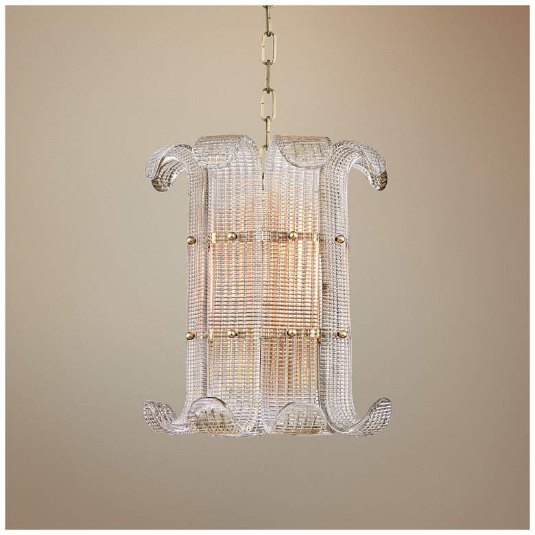 Image 1 Hudson Valley Brasher 14 1/2"W 4-Light Aged Brass Chandelier