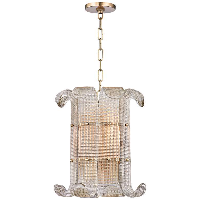 Image 3 Hudson Valley Brasher 14 1/2 inchW 4-Light Aged Brass Chandelier more views