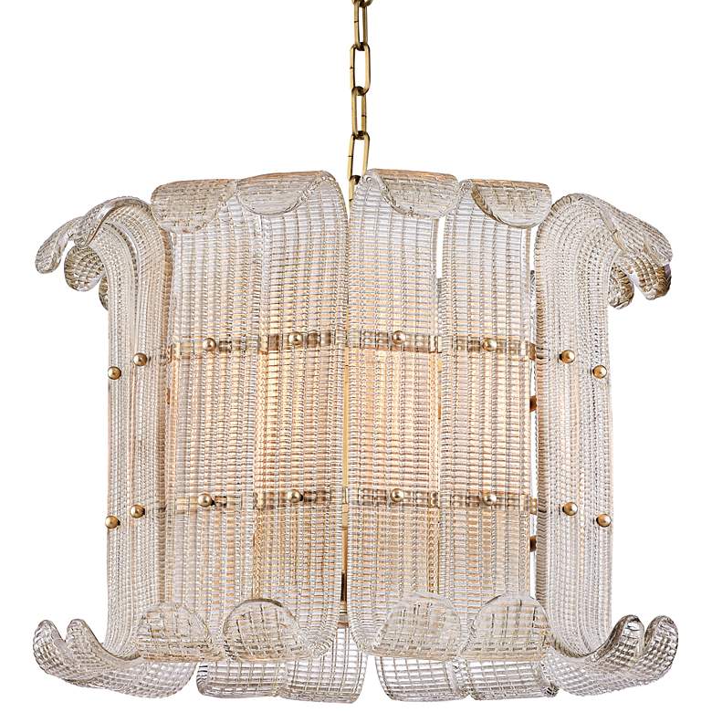 Image 2 Hudson Valley Brasher 22 3/4 inchW 8-Light Aged Brass Chandelier