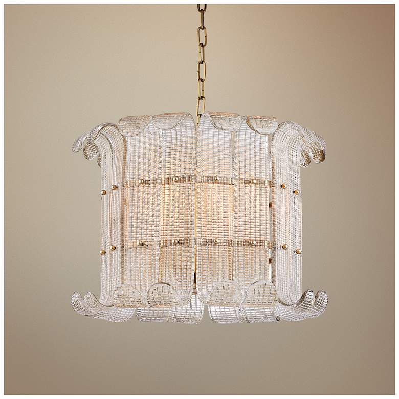 Image 1 Hudson Valley Brasher 22 3/4"W 8-Light Aged Brass Chandelier