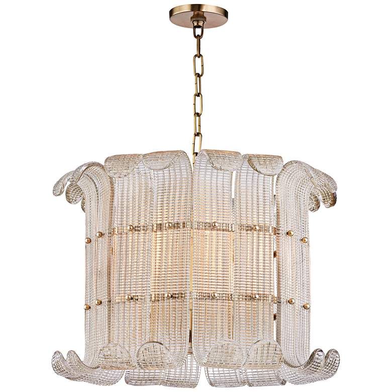 Image 3 Hudson Valley Brasher 22 3/4 inchW 8-Light Aged Brass Chandelier more views