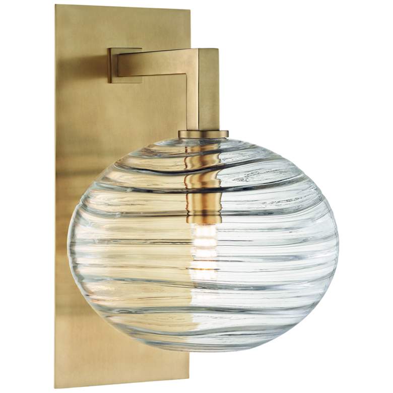 Image 1 Hudson Valley Breton 12 3/4" High Aged Brass LED Wall Sconce