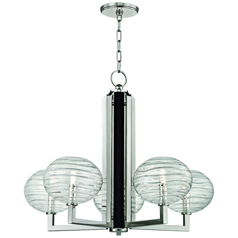Image 1 Hudson Valley Breton 30"W Polished Nickel 5-LED Chandelier