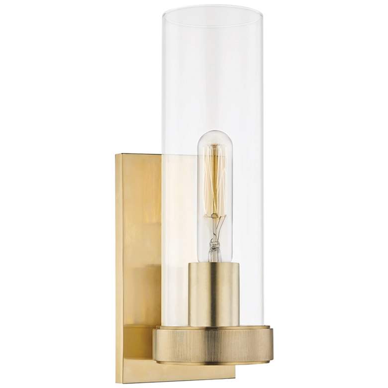 Image 1 Hudson Valley Briggs 12 3/4" High Aged Brass Wall Sconce