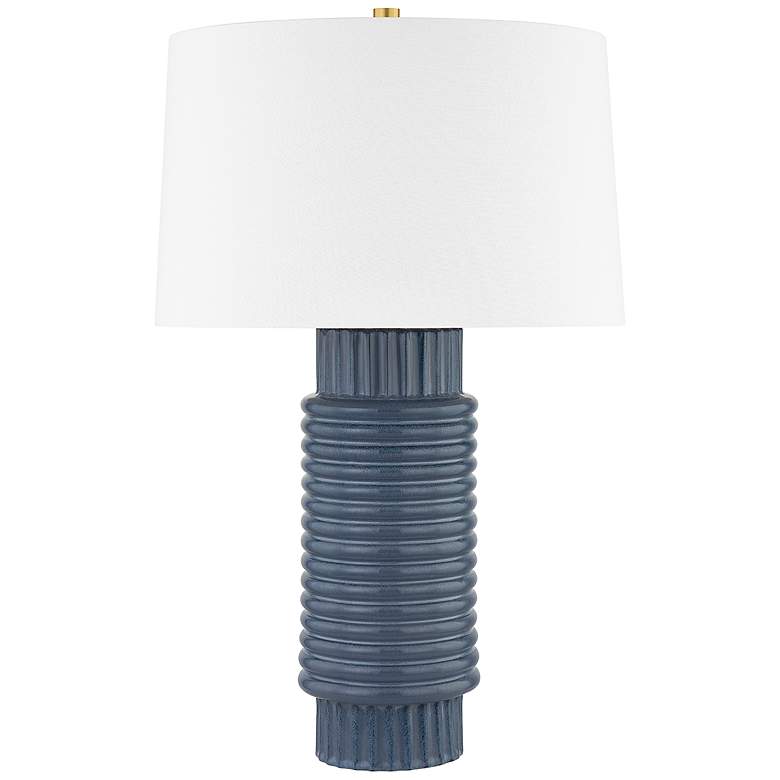 Image 1 Hudson Valley Broderick Gray Blue Ceramic Table Lamp