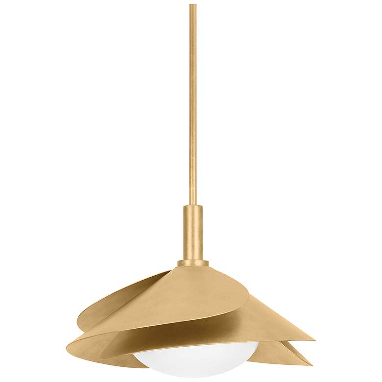 Image 1 Hudson Valley Brookhaven 15.25" Wide Vintage Gold Leaf 1 Light Pendant