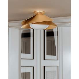 Image5 of Hudson Valley Brookhaven 15.25" Wide Vintage Gold Leaf Ceiling Light more views