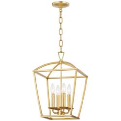 Hudson Valley Bryant 12" Wide 4-Light Open Frame Gold Leaf Pendant