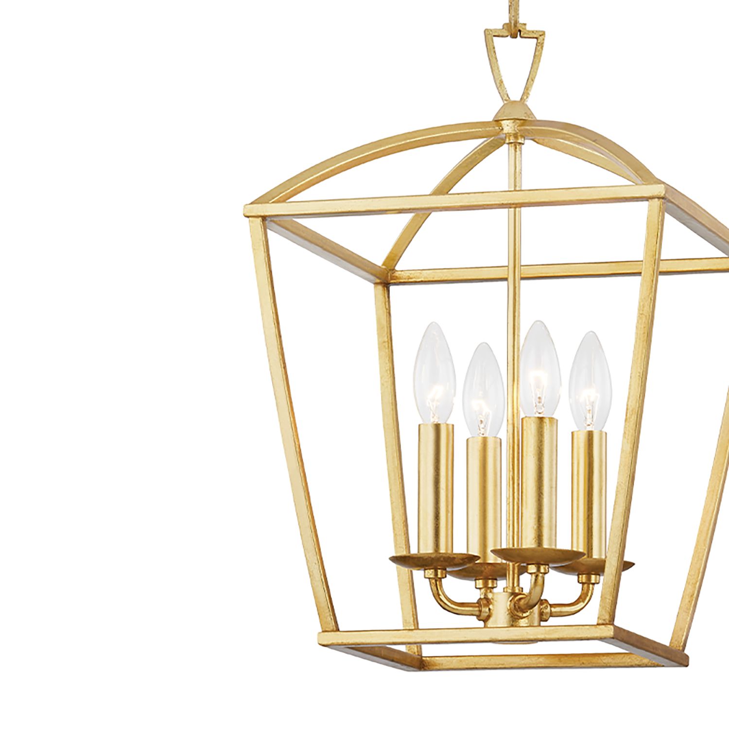 Image 2 Hudson Valley Bryant 12" Wide 4-Light Open Frame Gold Leaf Pendant more views