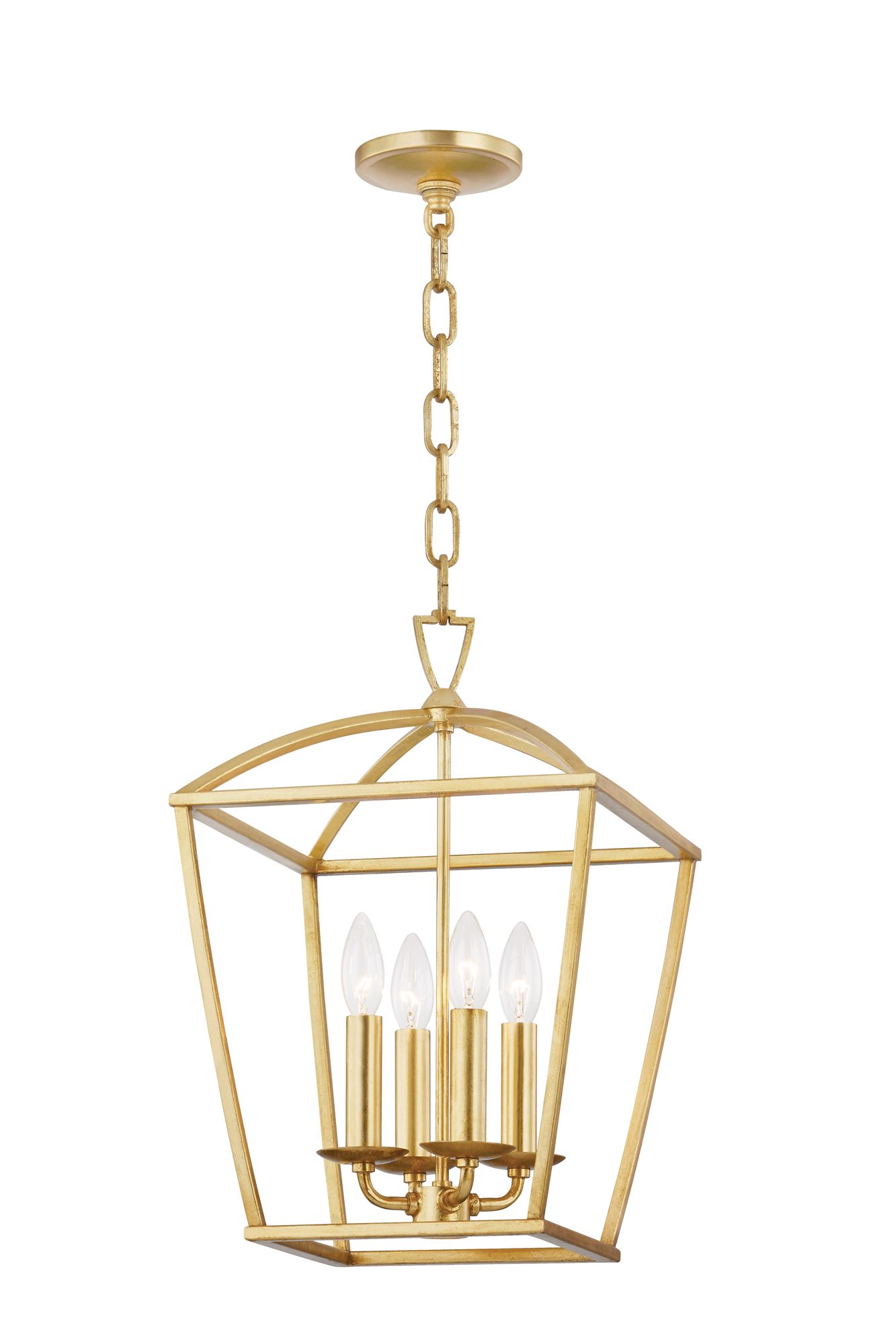 Image 3 Hudson Valley Bryant 12" Wide 4-Light Open Frame Gold Leaf Pendant more views