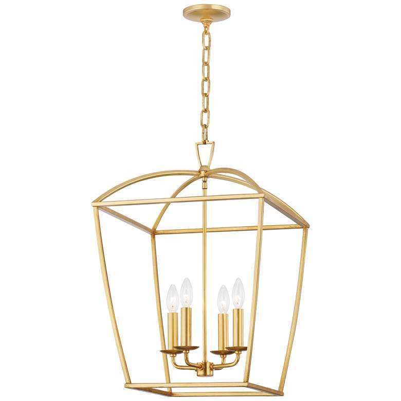 Image 1 Hudson Valley Bryant 17" Wide 4-Light Gold Leaf Pendant Chandelier