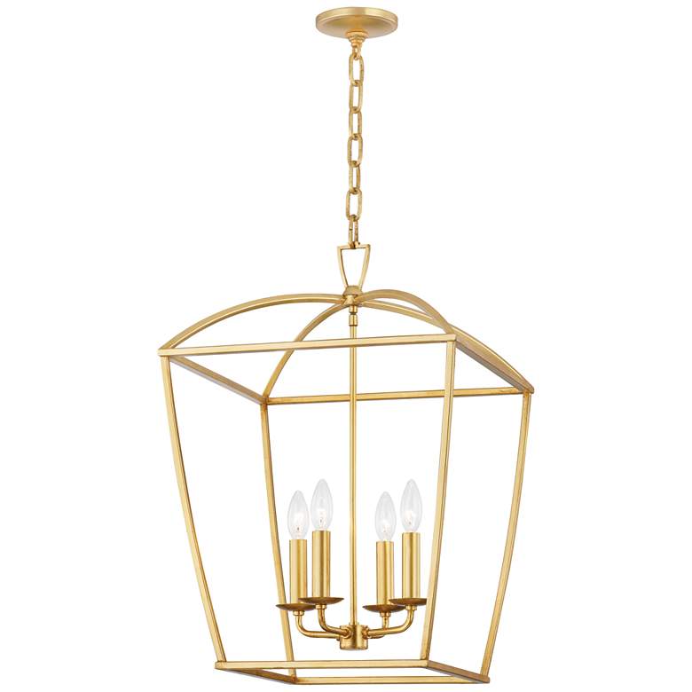 Image 1 Hudson Valley Bryant 17 inch Wide 4-Light Gold Leaf Pendant Chandelier