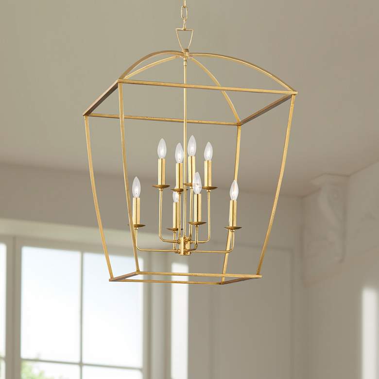 Image 1 Hudson Valley Bryant 24" Wide Gold Leaf 8-Light Pendant