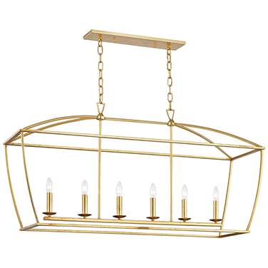 Hudson Valley Bryant 48 1/4" Gold Leaf 6-Light Island Pendant Light