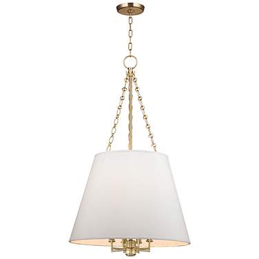 Hudson Valley Burdett 22" Aged Brass White Silk Modern Pendant Light