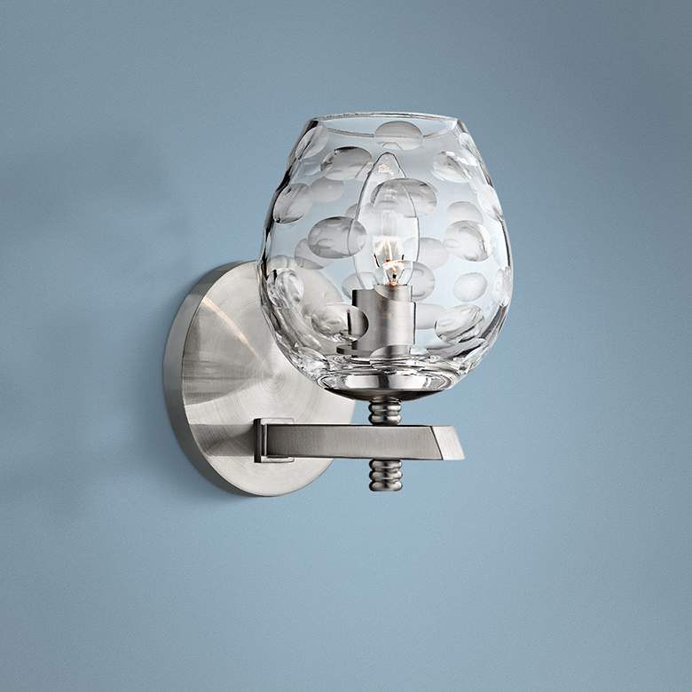 Image 1 Hudson Valley Burns 7 1/4" High Satin Nickel Wall Sconce