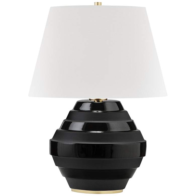 Image 1 Hudson Valley Calverton 20 inchH Black Ceramic Accent Table Lamp