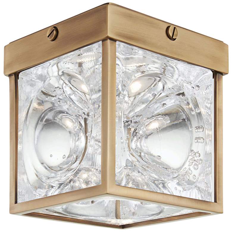 Image 1 Hudson Valley Calvin 5" Wide Aged Brass LED Ceiling Light