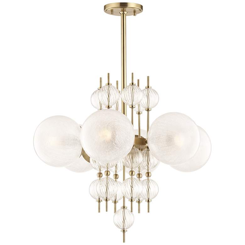 Image 2 Hudson Valley Calypso 27 1/4"W Aged Brass 6-Light Chandelier