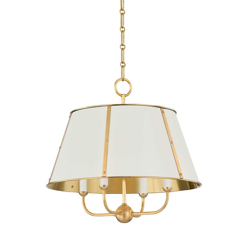 Image 2 Hudson Valley Cambridge 20 inchW Aged Brass 4-Light Chandelier