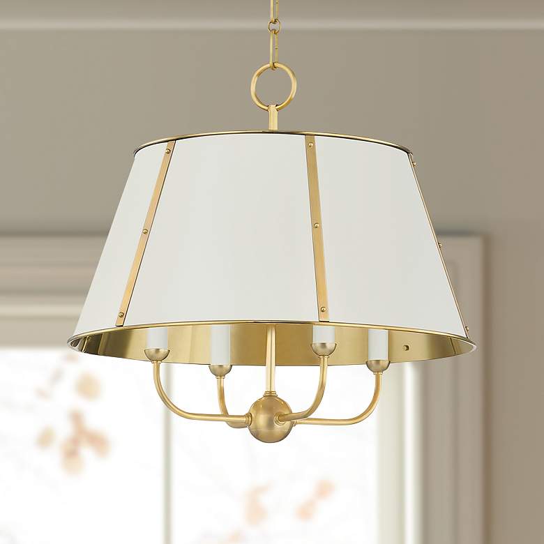 Image 1 Hudson Valley Cambridge 20"W Aged Brass 4-Light Chandelier