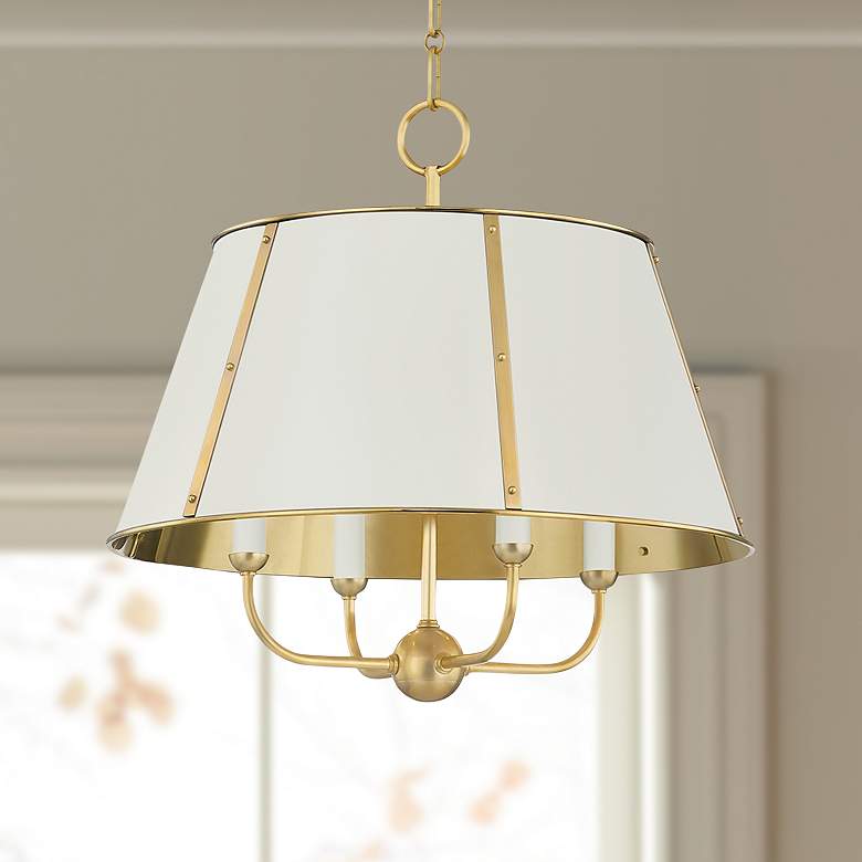 Image 1 Hudson Valley Cambridge 20 inchW Aged Brass 4-Light Chandelier