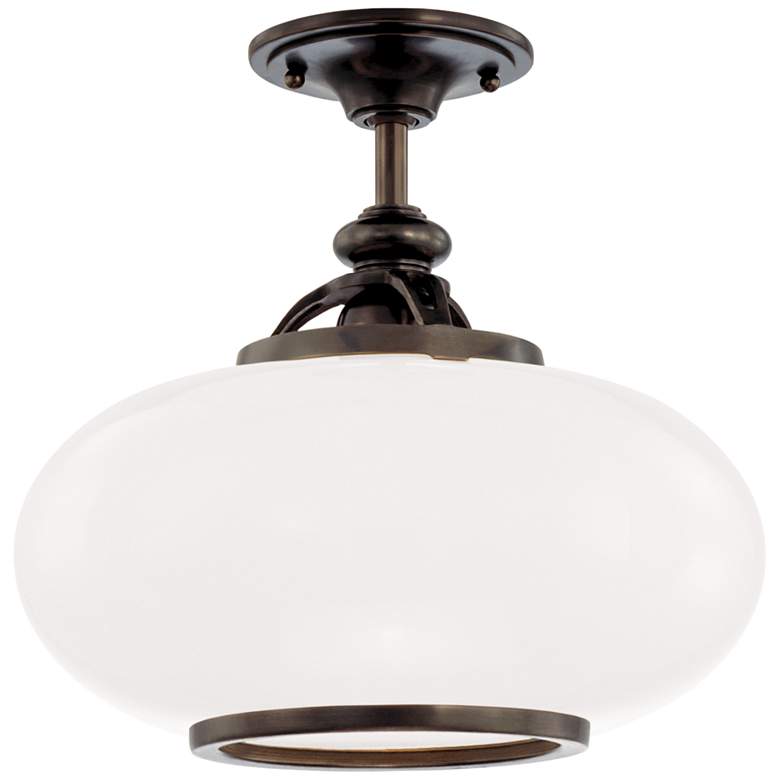 Image 1 Hudson Valley Canton 15" Wide Old Bronze 1 Light Semi Flush