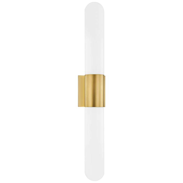 Image 1 Hudson Valley Carlin 27"H Aged Brass 2-Light LED Wall Sconce