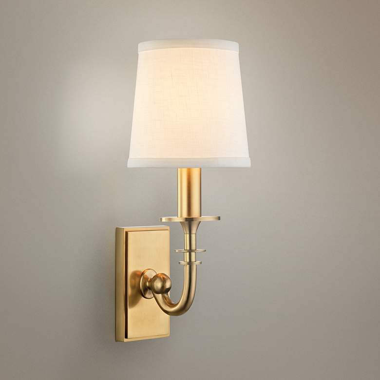 Image 1 Hudson Valley Carroll 13" High Aged Brass Wall Sconce