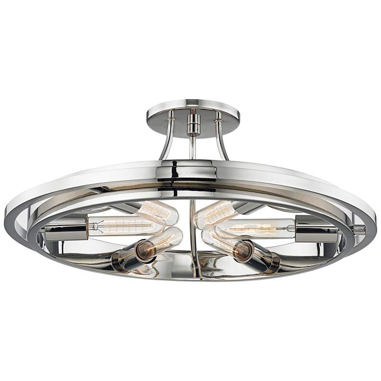 Image 1 Hudson Valley Chambers 21" Wide Nickel 6-Light Ceiling Light