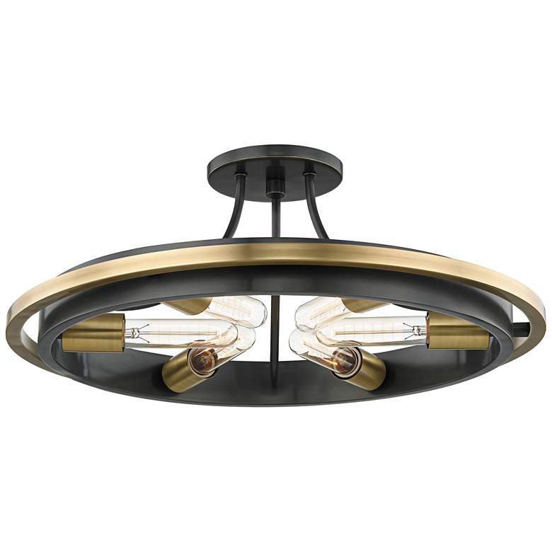 Image 1 Hudson Valley Chambers 21" Wide Old Bronze Modern Ring Ceiling Light