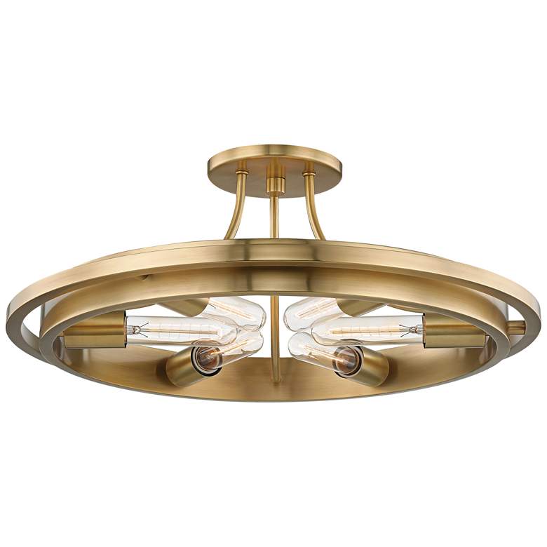 Image 1 Hudson Valley Chambers 21 inchW Aged Brass 6-Light Ceiling Light