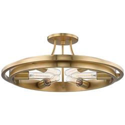 Hudson Valley Chambers 21&quot;W Aged Brass 6-Light Ceiling Light