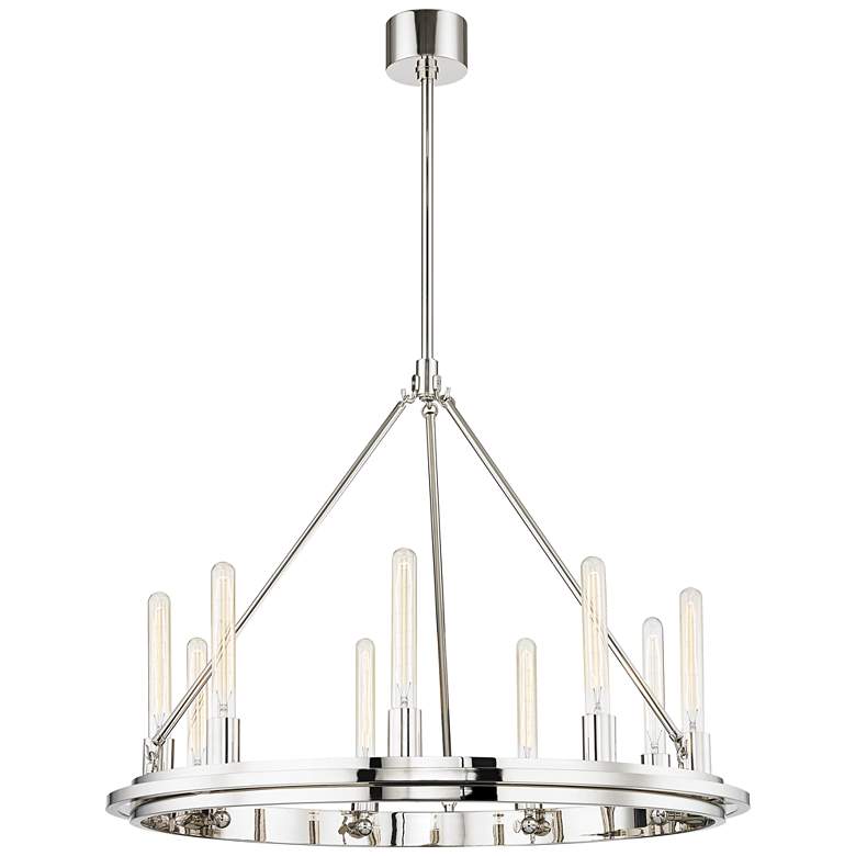 Image 1 Hudson Valley Chambers 32 inch Wide Nickel 9-Light Chandelier