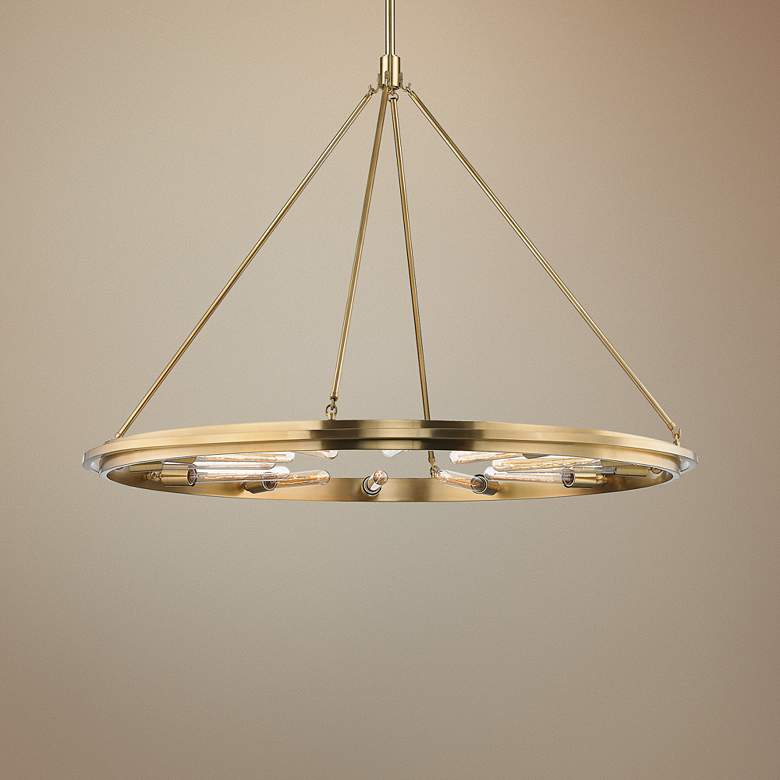 Image 1 Hudson Valley Chambers 45" Wide Aged Brass 12-Light Pendant