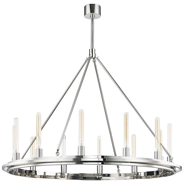 Image 1 Hudson Valley Chambers 45 inch Wide Nickel 12-Light Chandelier