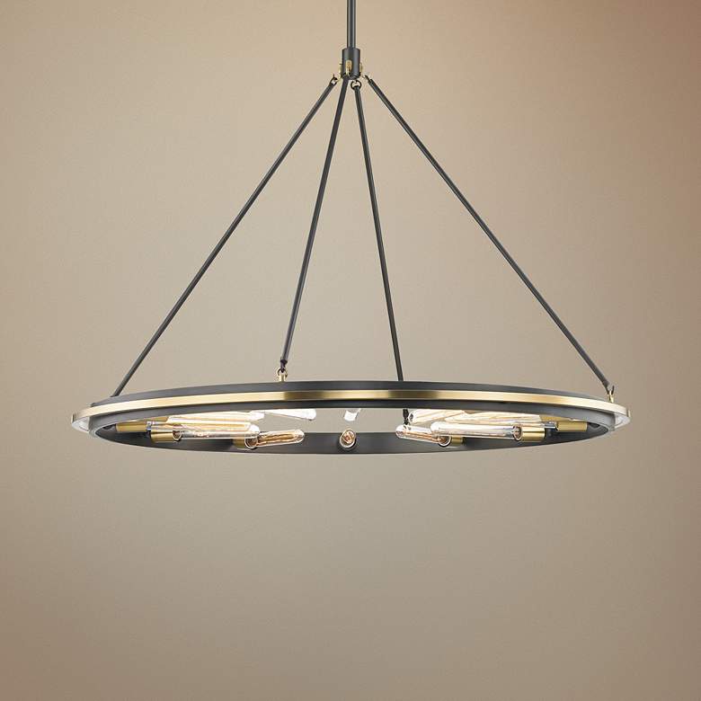 Image 1 Hudson Valley Chambers 45 inch Wide Old Bronze 12-Light Pendant