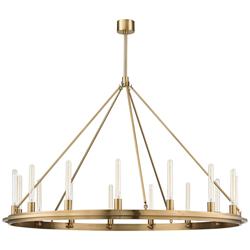 Hudson Valley Chambers 58&quot; Wide Aged Brass Round Ring Chandelier