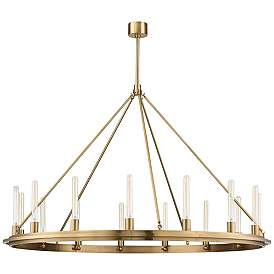 Image2 of Hudson Valley Chambers 58" Wide Aged Brass Round Ring Chandelier