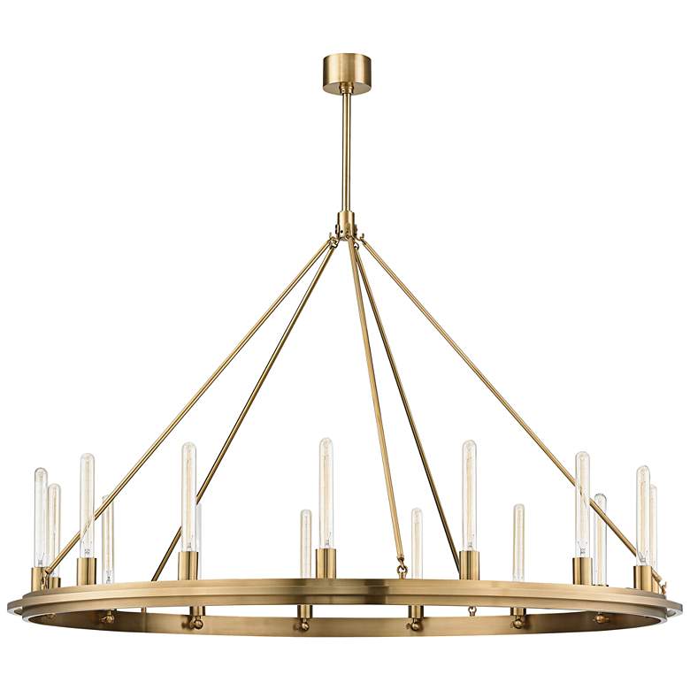 Image 2 Hudson Valley Chambers 58" Wide Aged Brass Round Ring Chandelier