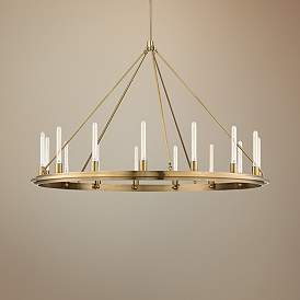Image1 of Hudson Valley Chambers 58" Wide Aged Brass Round Ring Chandelier