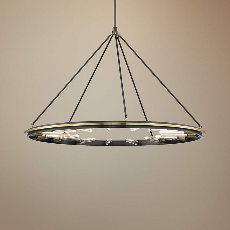 Image 1 Hudson Valley Chambers 58" Wide Old Bronze 15-Light Pendant