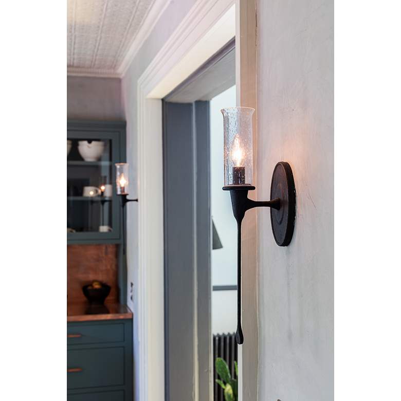 Image 4 Hudson Valley Chisel 21 1/4" High Black Iron Wall Sconce more views